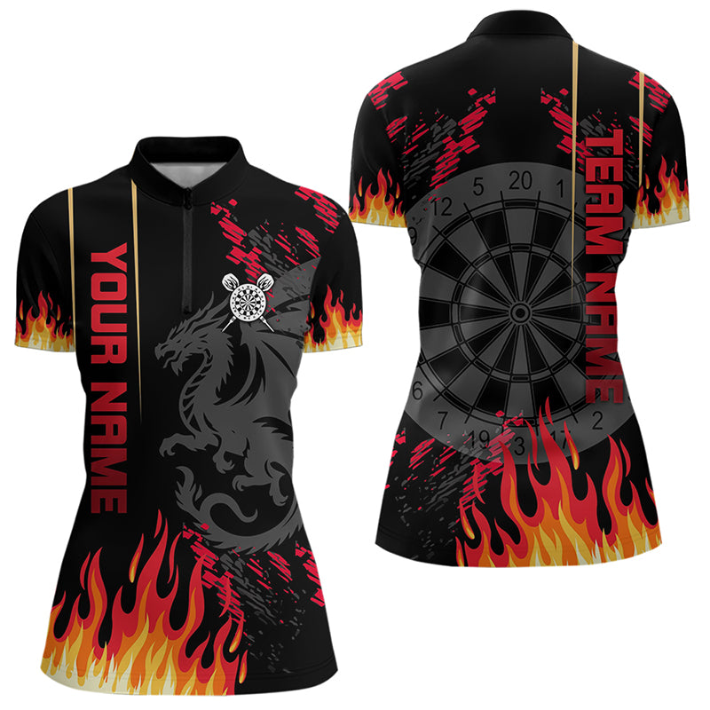 Rot-schwarzer Drache, Dartboards, individuelle Flammen-Dartshirts für Damen, Teamtrikots NYN0081