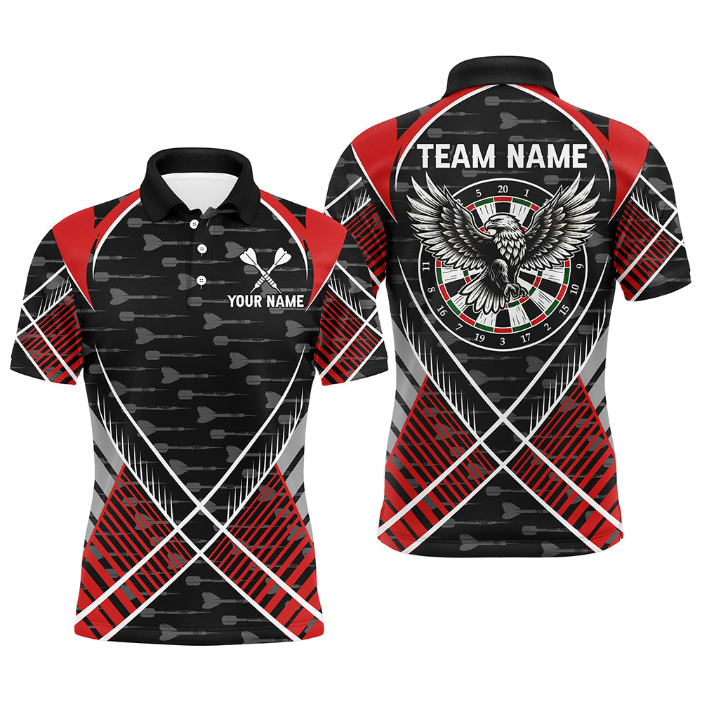 Individuelles Adler Pfeilmuster Herren Poloshirt, Rotes Dart Teamtrikot TDM2202