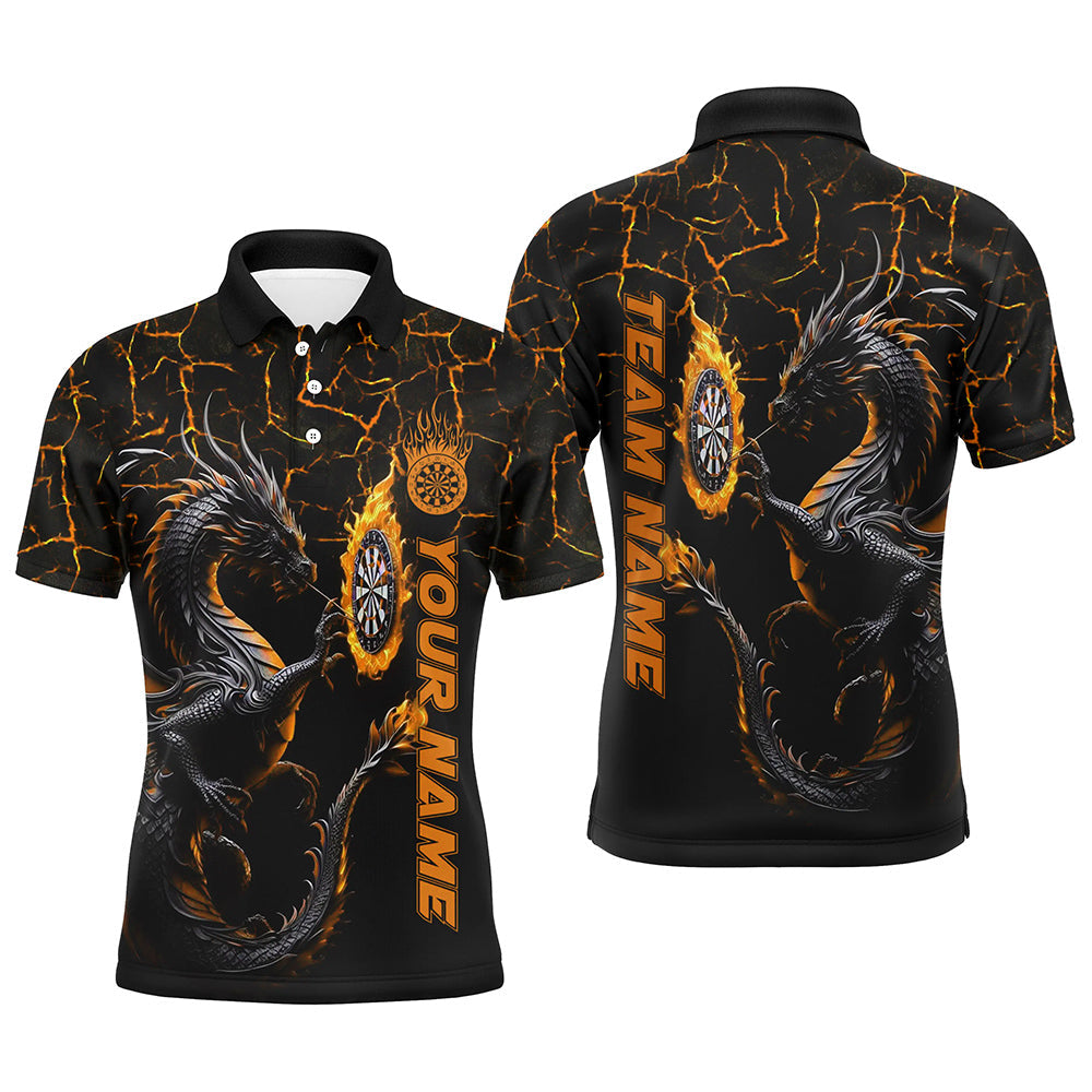 Individuelles Oranges Großes Drachen Herren Poloshirt, Dartbrett Dart Teamtrikot TDM2208