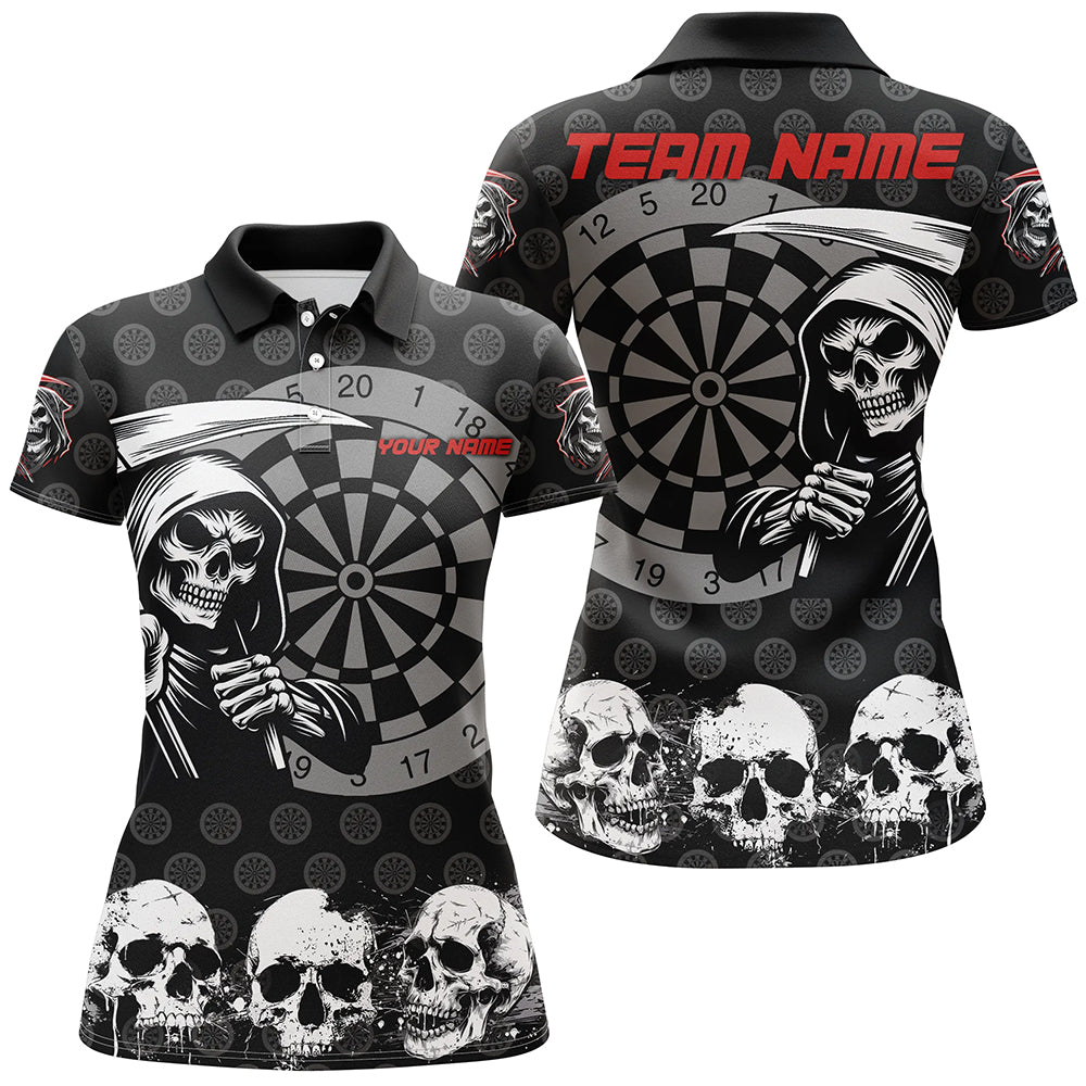 Individuelles Todesskelett Dart Poloshirt Für Herren, Grunge Dart-Teamtrikot TDM2482