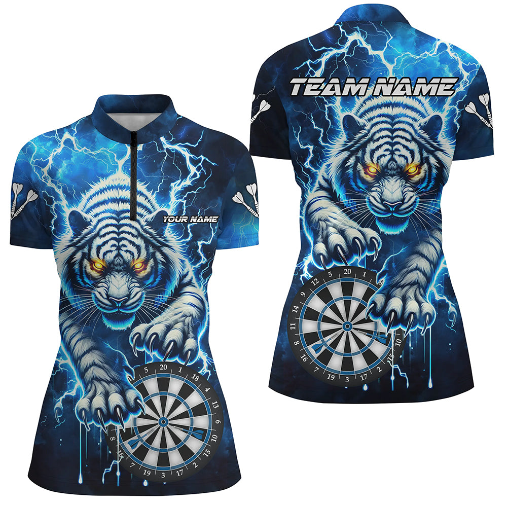 Donner Blitz Tiger Dartshirts für Damen, personalisierte 3D Dartliga-Trikots Uniform TDM2980
