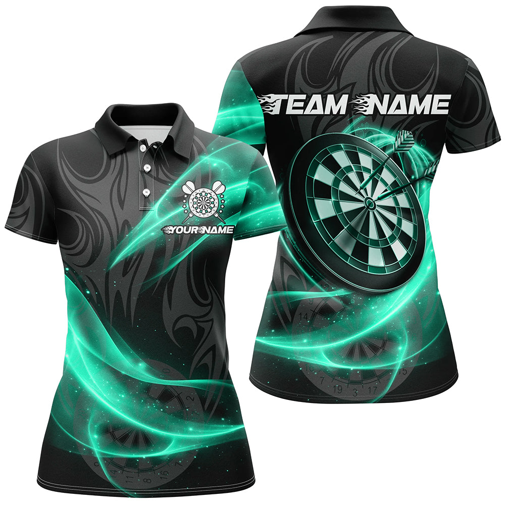 Individuelles Türkises Funkelndes Licht Dart Poloshirt für Damen, Dart Trikot Team Uniform TDM2984