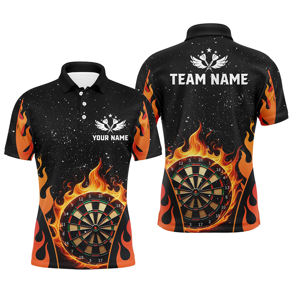 Individuelles Oranges Dart Flammen Dart Poloshirt Für Herren, Dart Teamtrikot Liga Shirt TDM1455