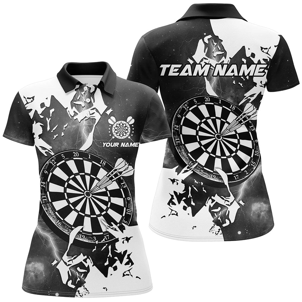 Individuelles Blitz Grunge Dartbrett Dart Poloshirt Für Herren, Schwarzes Teamtrikot TDM2258