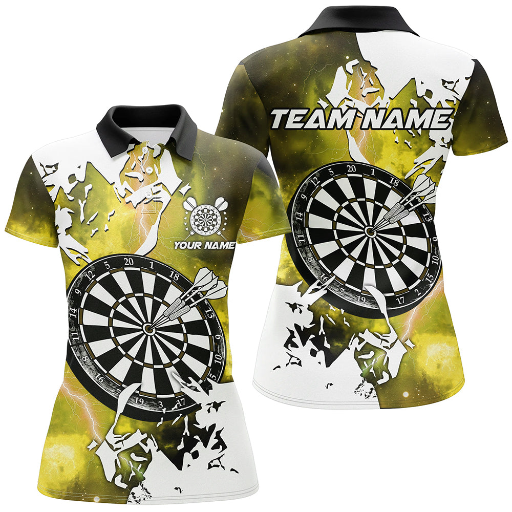 Individuelles Blitz Grunge Dartbrett Dart Poloshirt Für Herren, Gelbes Teamtrikot TDM2259