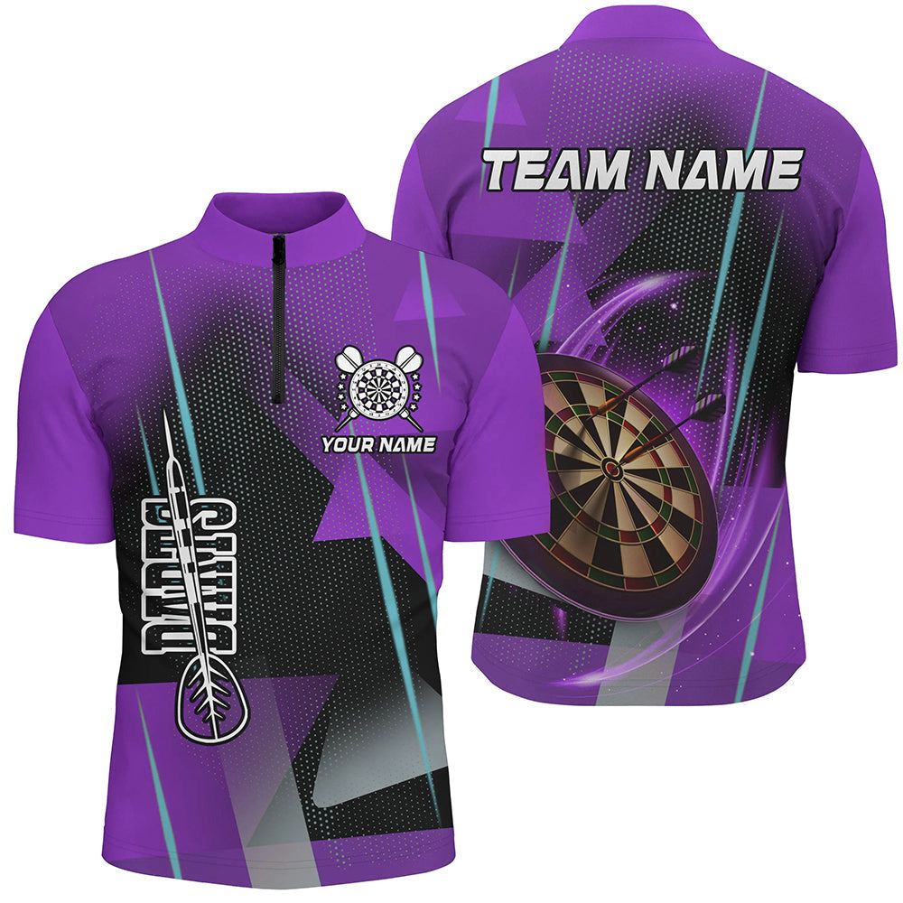 Individuelles Dart Herren Shirt mit Viertelreißverschluss, Lila Dart Team Trikot TDM2265