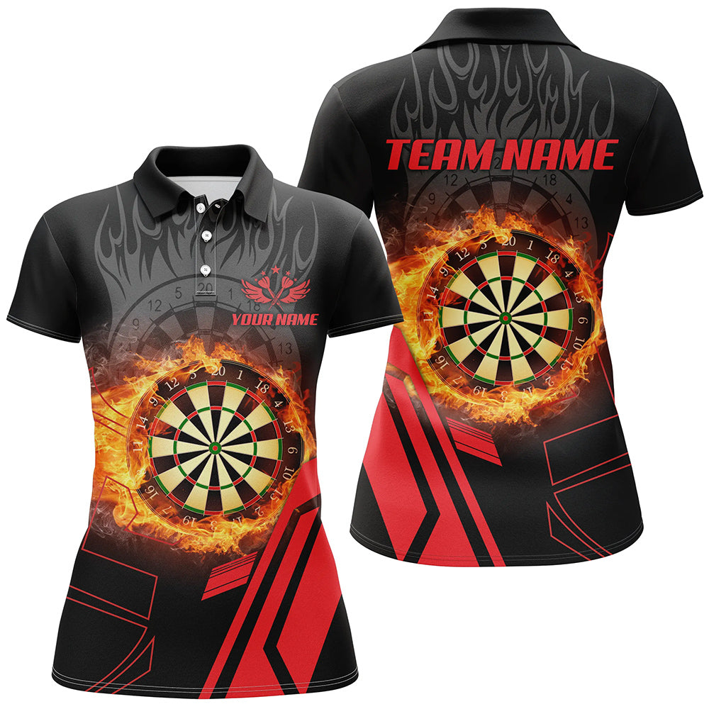 Individuelles Dartbrett Rote Feuerflamme Herren Poloshirt, Geschenke Für Dartspieler TDM1276