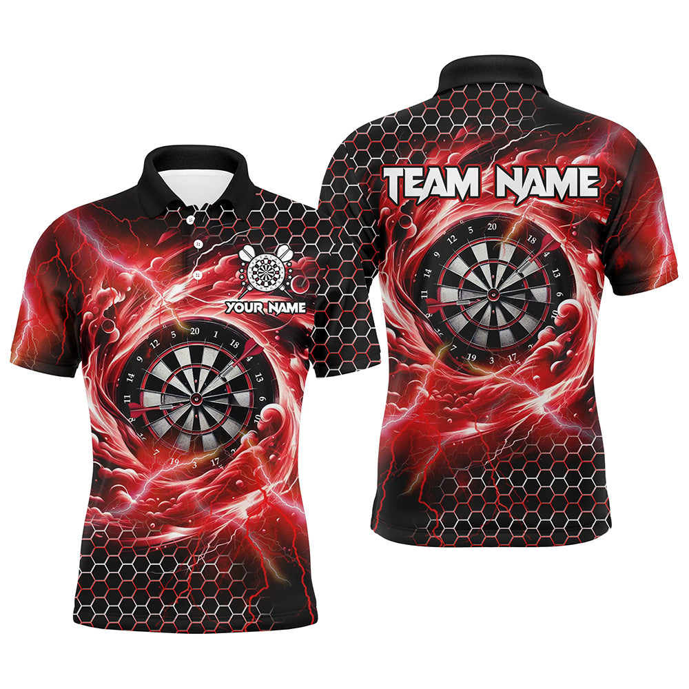 Individuelles Lustiges Dartbrett Sturm Donner Dart Poloshirt Für Herren, Rotes Team-Darttrikot TDM2549