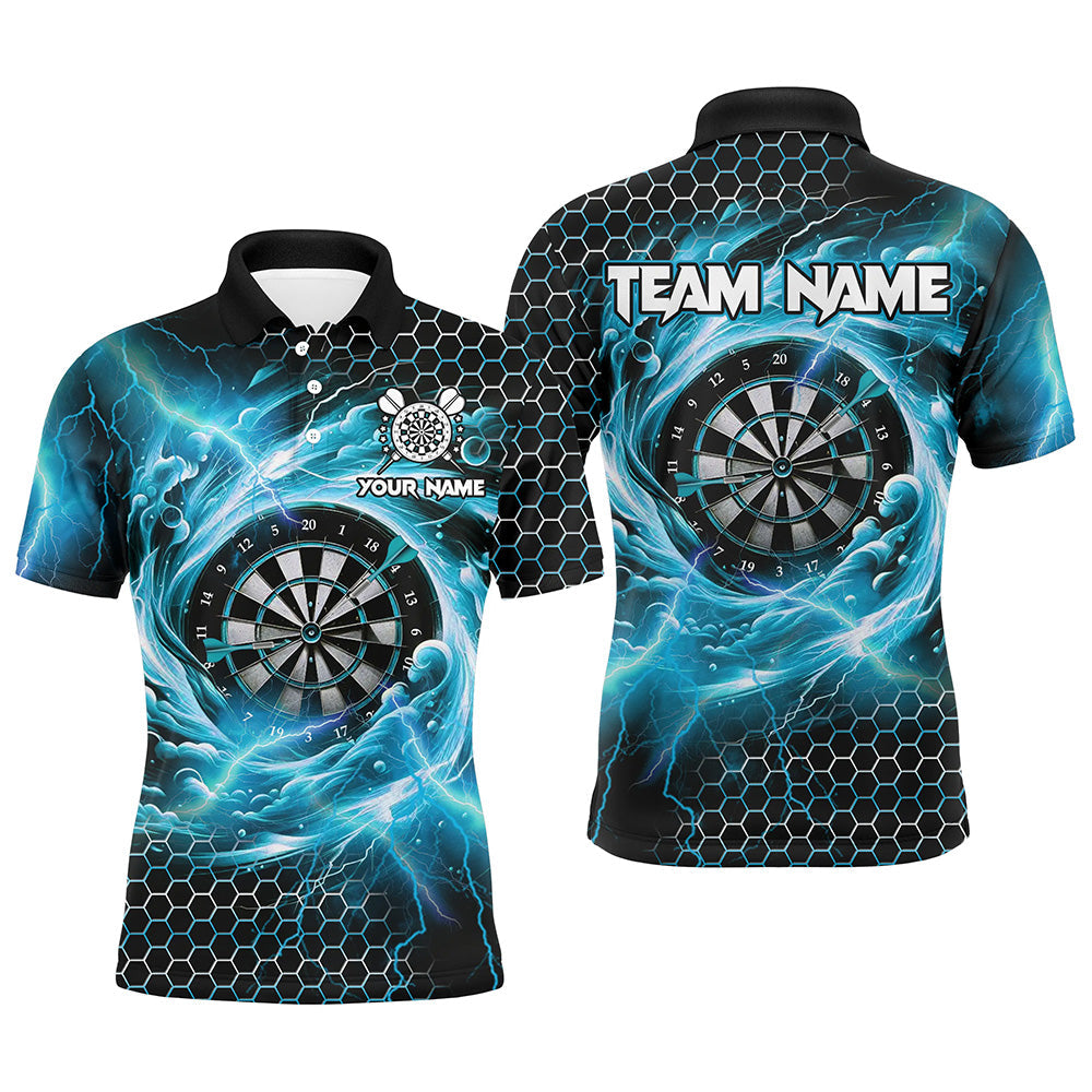 Individuelles Lustiges Dartbrett Sturm Donner Dart Poloshirt Für Herren, Blaues Team-Darttrikot TDM2550