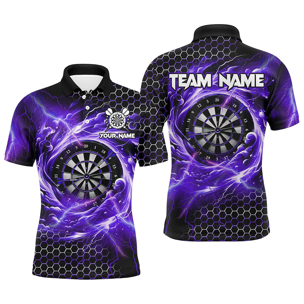 Individuelles Lustiges Dartbrett Sturm Donner Dart Poloshirt Für Herren, Lila Team-Darttrikot TDM2551