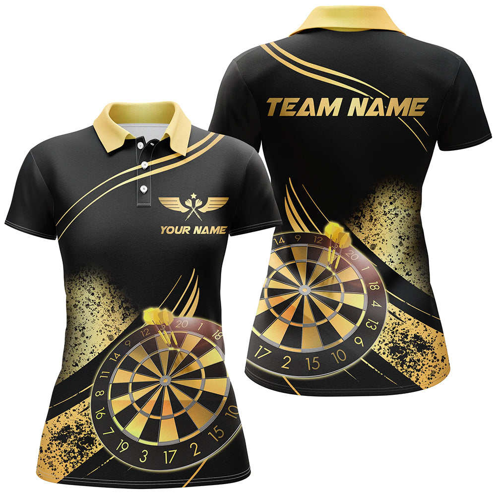 Individuelles Goldenes Dartboard Grunge Dart Poloshirt für Damen, Dart Team Trikot TDM2805