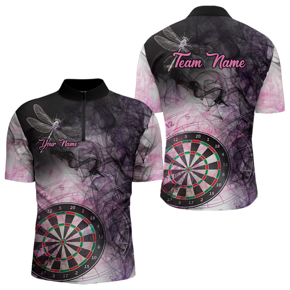 Rosa & Schwarzer Rauch Dartshirts für Herren – 3D Polo & Zip Teamtrikots nach Wunsch TDM3622