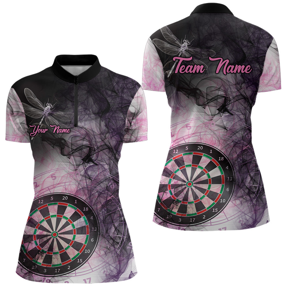 Rosa & Schwarzer Rauch Dartshirts für Damen – 3D Polo & Zip Teamtrikots nach Wunsch TDM3622