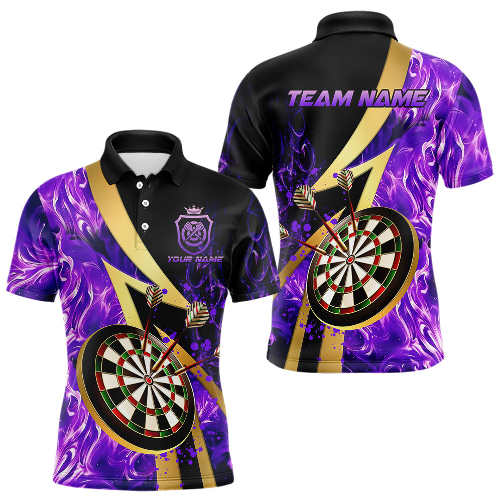 Individuelles Lila und Gold Rauch Wirbel Dart Poloshirt Für Herren – Dart-Teamtrikots TDM3784