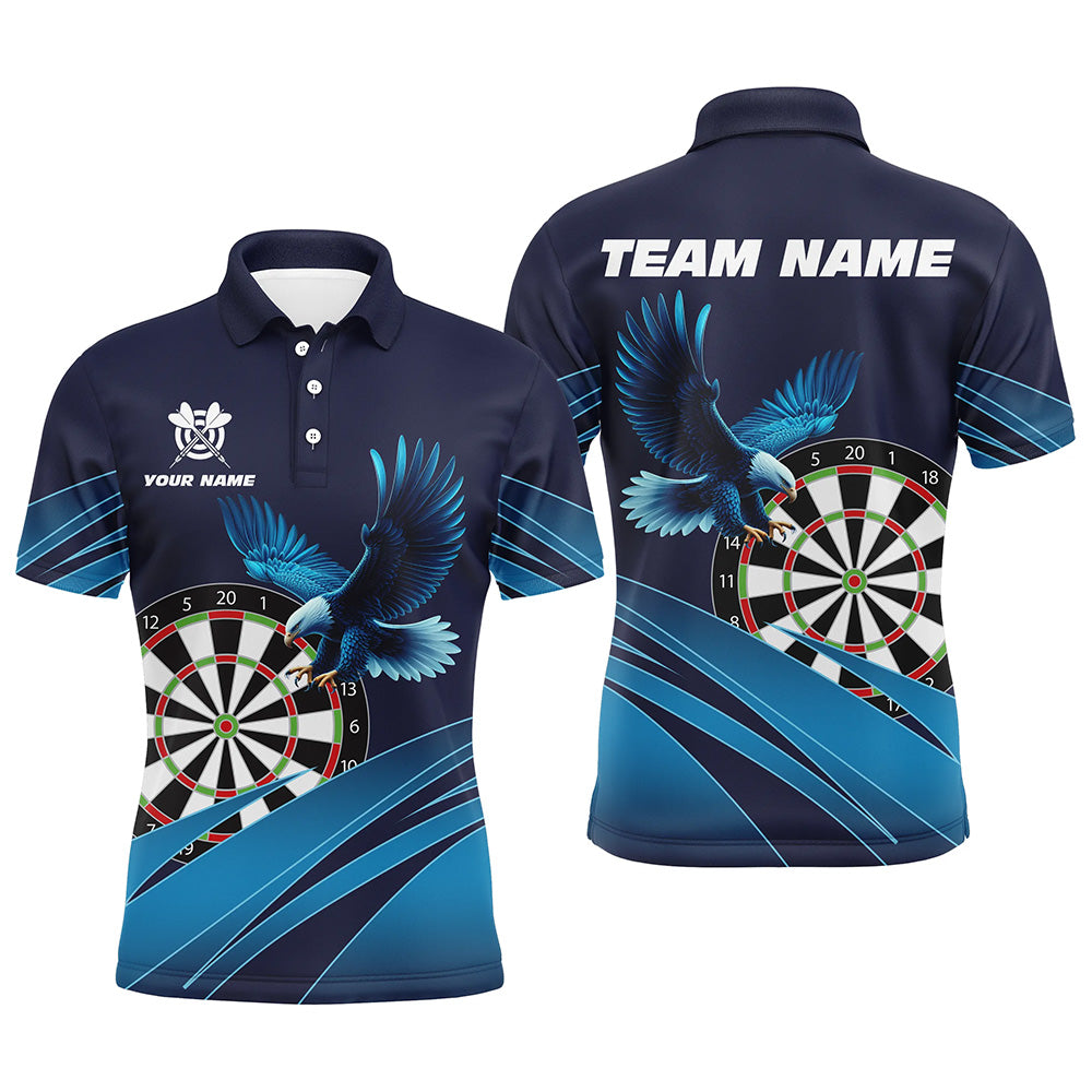 Individuelles Dartbrett Adler Blaues Dart Poloshirt Für Herren, Dart Team Shirt TDM1518