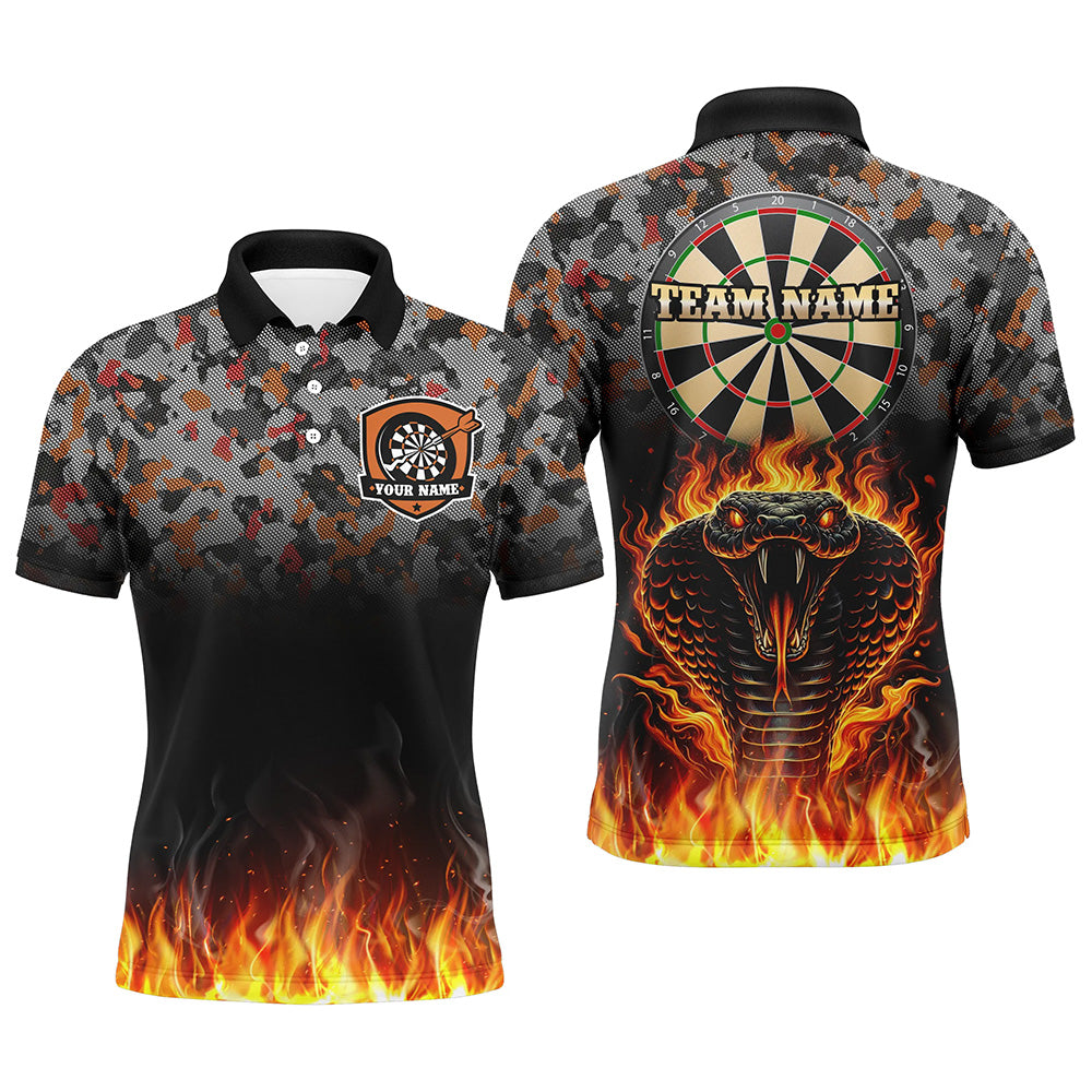 Individuelles Tarnmuster-Schlangen-Dart-Poloshirt für Herren, Feuerflammen-Darttrikot TDM3071