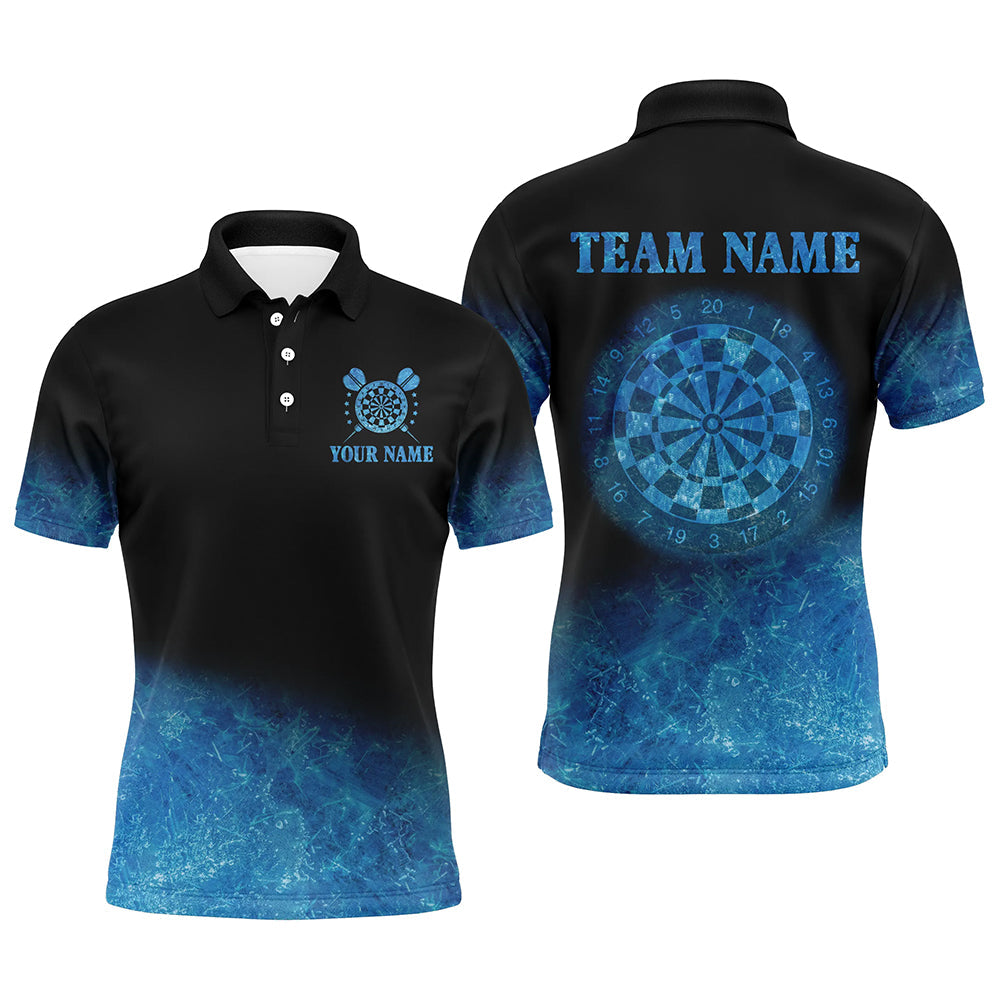 Meeresblaues Farbverlauf-Dart-Poloshirt für Herren, individuelles Darttrikot TDM3327