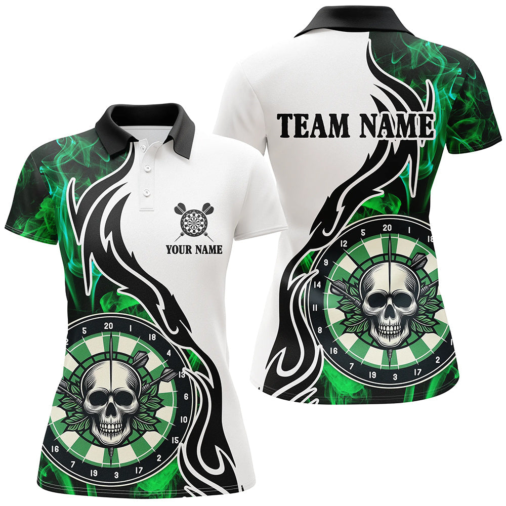 Individuelles Grünes Dartboard Rauch Dart Poloshirt für Herren, Skull Dart Team Trikot TDM1703