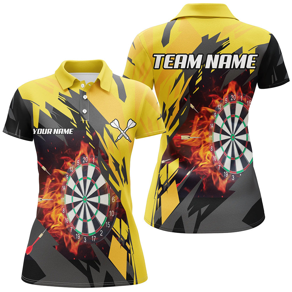 Individuelles Dartbrett Feuerflamme Dart Herren Poloshirt, Gelbes Dart Teamtrikot TDM1729