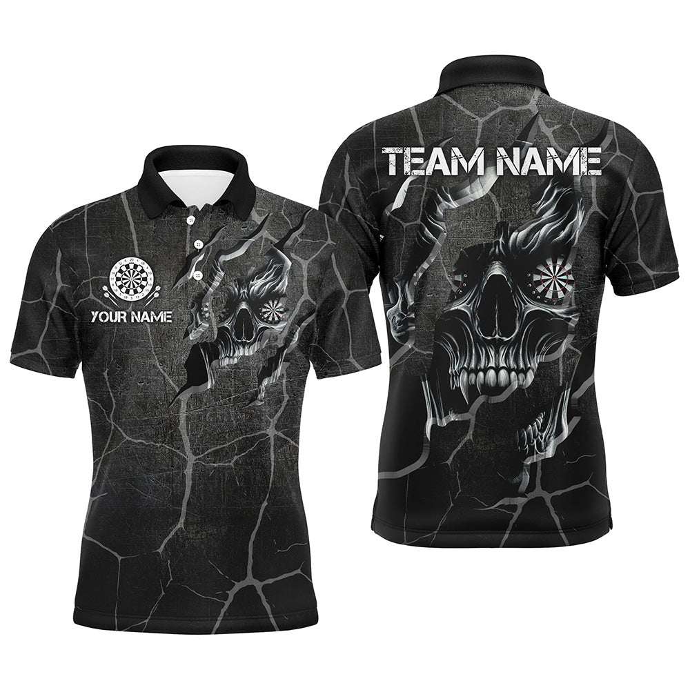 Personalisierte Schädel Schwarz-Grunge Darts Polo & Zip-Shirts – Herren Teamtrikots TDM2430