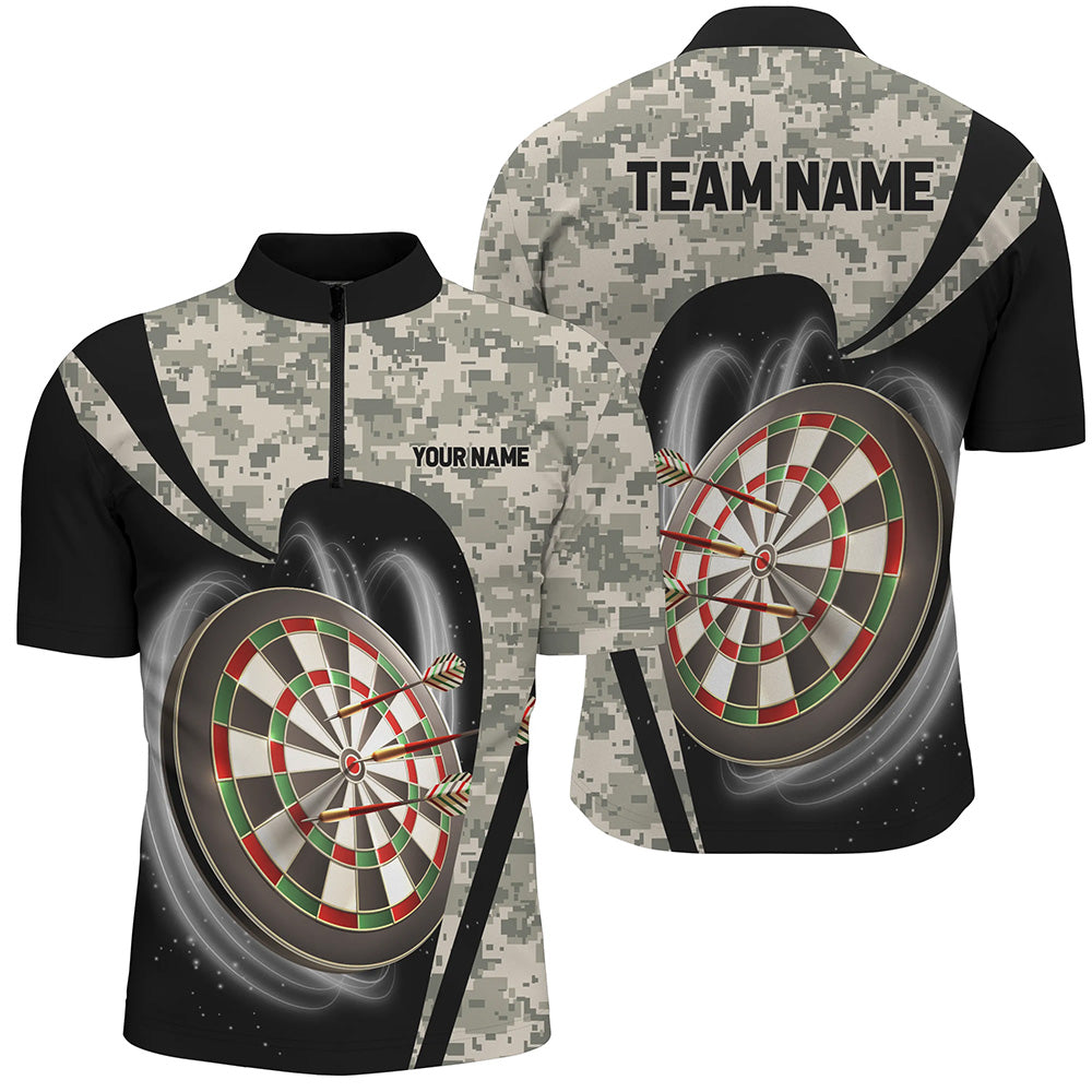 Individuelles Camo Dart Herren Shirt mit Viertelreißverschluss, Camouflage Dart Trikot Team Outfit TDM2929