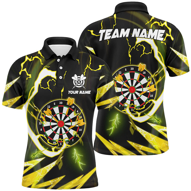 Individuelles Gelbes Dartboard Donner Blitz Herren Poloshirt, Dart Team Trikot TDM1204