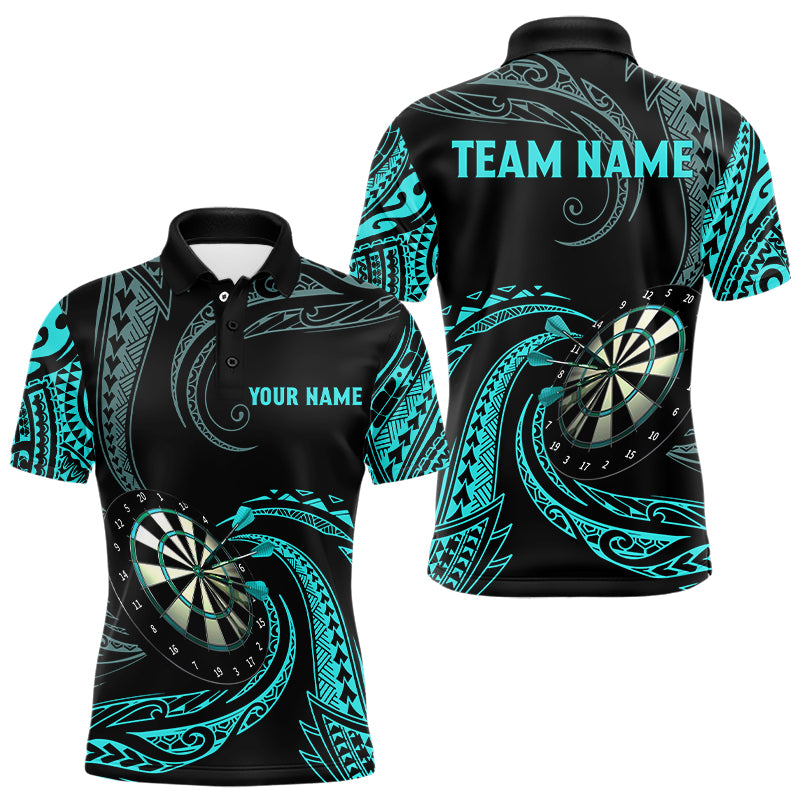 Türkisfarbenes Roll-Tribal individuelles Dart-Poloshirt für Herren, Darttrikot TDM3186