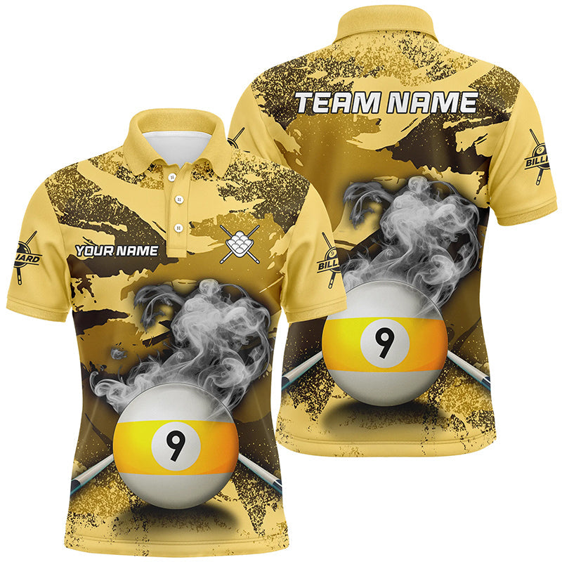 Lustiges 9-Ball-Pool individuelles gelbes Tarn-Poloshirt für Herren, Billard-Snooker-Outfit TDM2456
