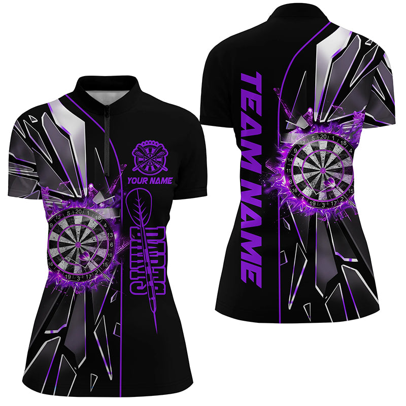 Personalisierte Lila Glasbruch 3D Darts Shirts für Damen – Beste League Darttrikots  TDM1997