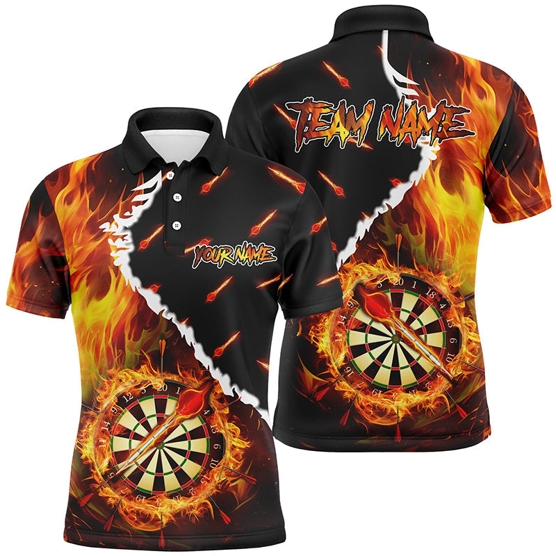 Individuelles Dartbrett Feuerflamme Herren Poloshirt, Dart Teamtrikot TDM1819