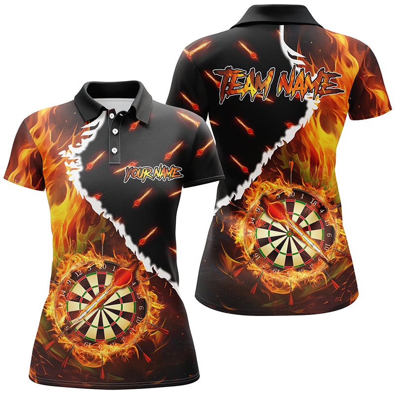 Individuelles Dartbrett Feuerflamme Herren Poloshirt, Dart Teamtrikot TDM1819