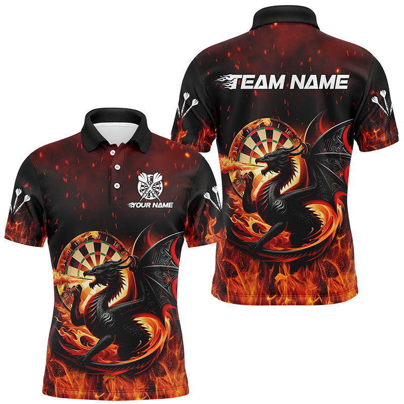 Individuelles Drachen Dartbrett Feuerflamme Herren Poloshirt, Darttrikot Für Team TDM1840