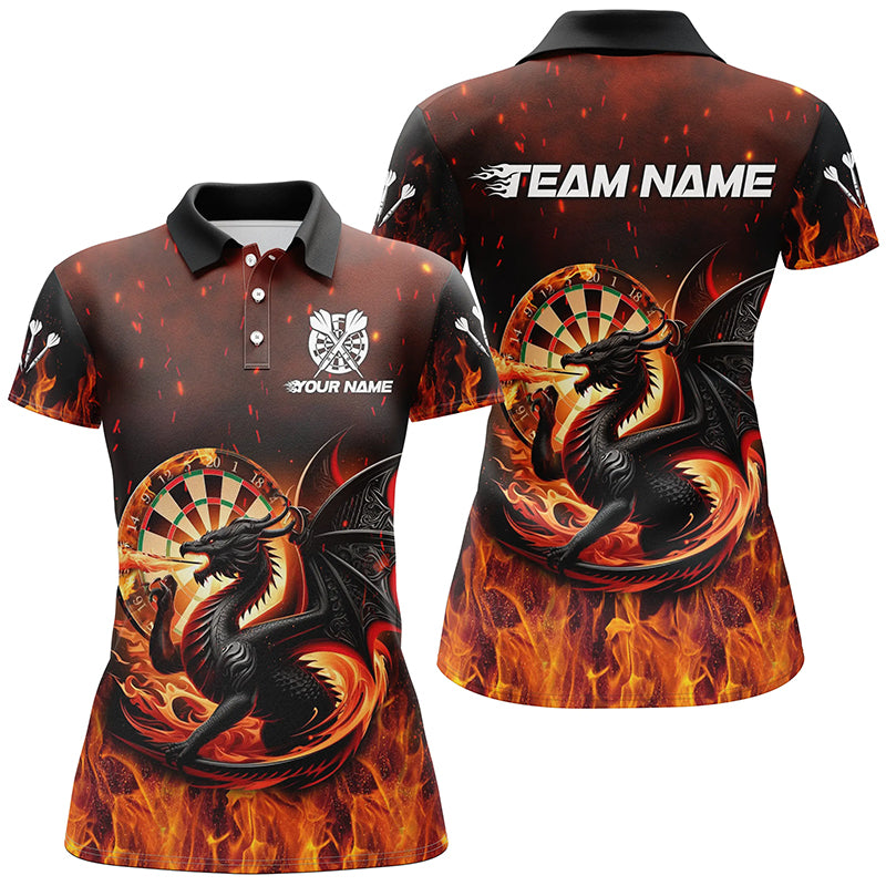 Individuelles Drachen Dartbrett Feuerflamme Herren Poloshirt, Darttrikot Für Team TDM1840