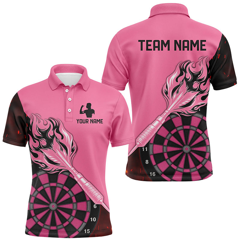 Individuelles Pinkes Flammenpfeil Dart Poloshirt Für Herren, Darttrikot Für Team TDM2530