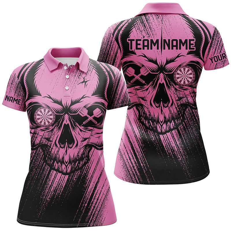 Individuelles Pinkes Grunge-Skelett Dart Poloshirt Für Herren, Cooles Dart-Teamtrikot TDM2531