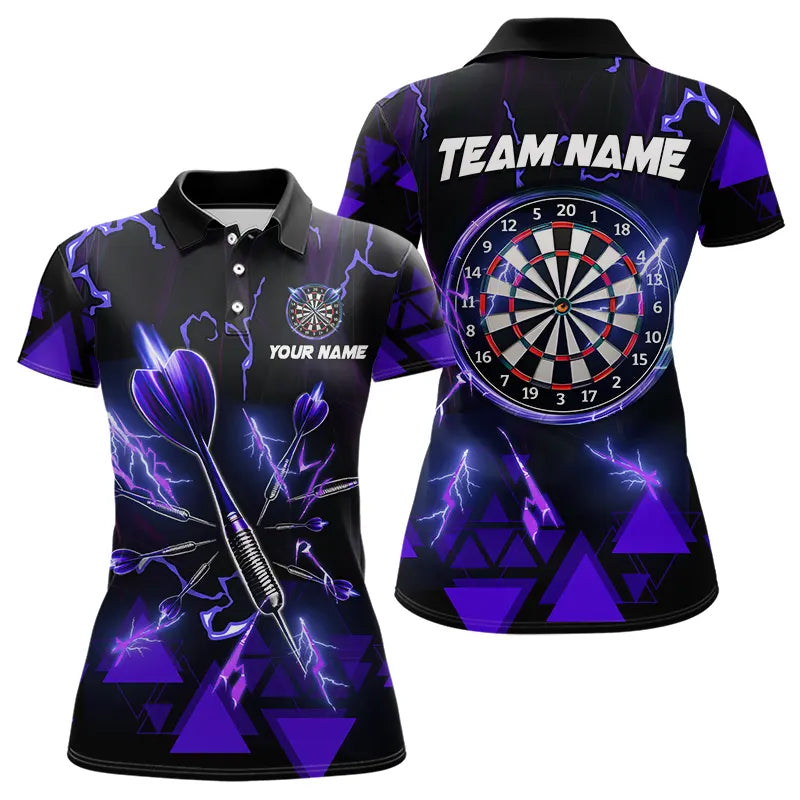 Individuelles Blaues Dart Pfeil Donner Blitz Dart Poloshirt Für Herren – Dart-Teamtrikots TDM3765