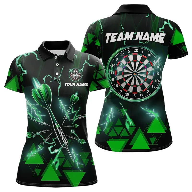 Individuelles Grünes Dart Pfeil Donner Blitz Dart Poloshirt Für Herren – Dart-Teamtrikots TDM3766