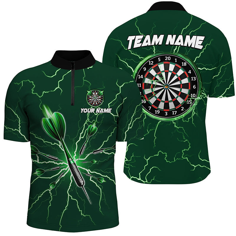 Individuelles Türkises Darts Donner Blitz Dart Herren Shirt mit Viertelreißverschluss, Dart Trikot TDM3032