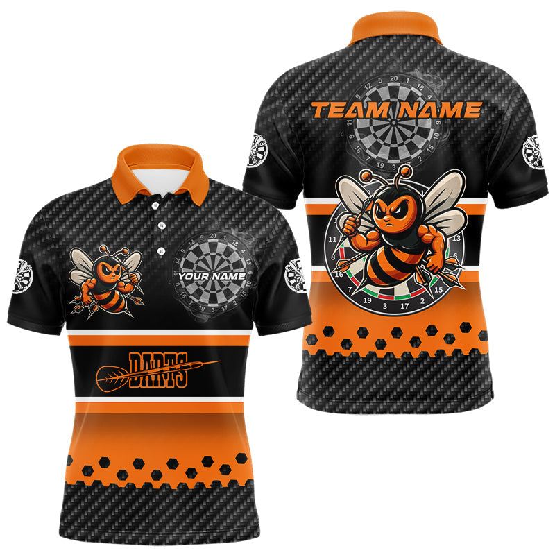 Schwarz-orangenes individuelles Dart-Poloshirt für Herren, beste Dart-Geschenke, Darttrikot TDM3263