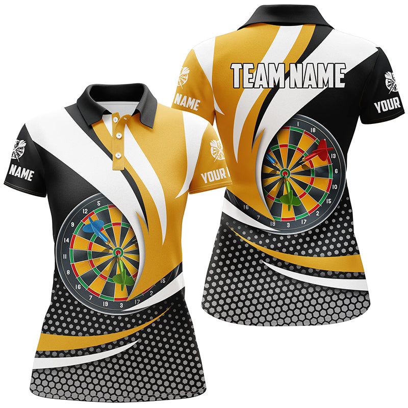 Individuelles Dartbrett Schwarz Gelb Herren Poloshirt, Dart Liga Team Shirts TDM1283
