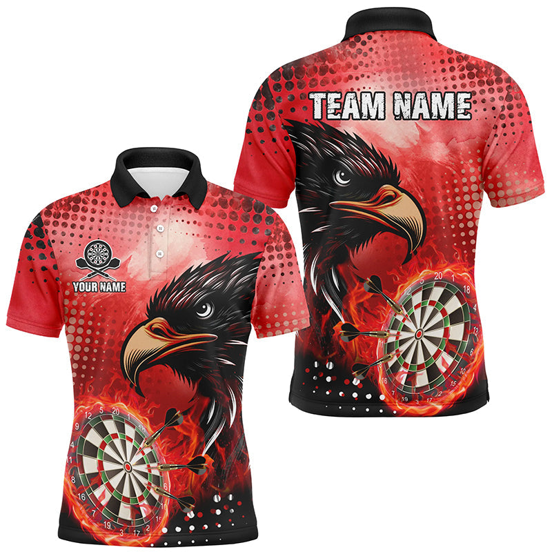 Individuelles Rotes Dartbrett Feuer Adler Herren Poloshirt, Cooles Dart Teamtrikot TDM1863