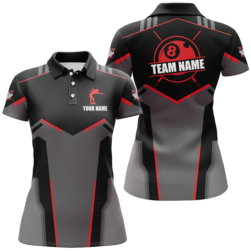 Billard-Trikot für Damen individuelles Poloshirt, Team-Poolerin Kurzarm |Rot TDM2323