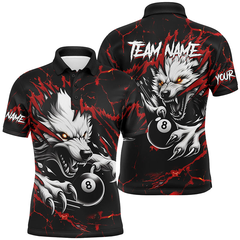 Donner-Blitz-Wolf Poloshirt für Herren, individuelles Billard-Ligatrikot |Rot TDM2824