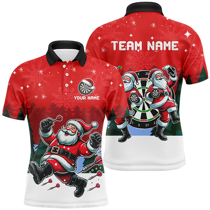 Individuelles lustiges Santa-Spielen-Darts-rotes Dart-Poloshirt für Herren, Weihnachts-Darttrikot TDM2834