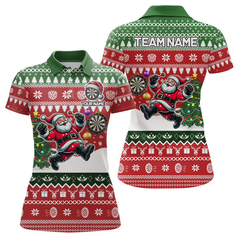 Lustiges Weihnachten Muster Individuelles Santa Dart Poloshirt für Damen, Weihnachten Dart Trikot TDM3090