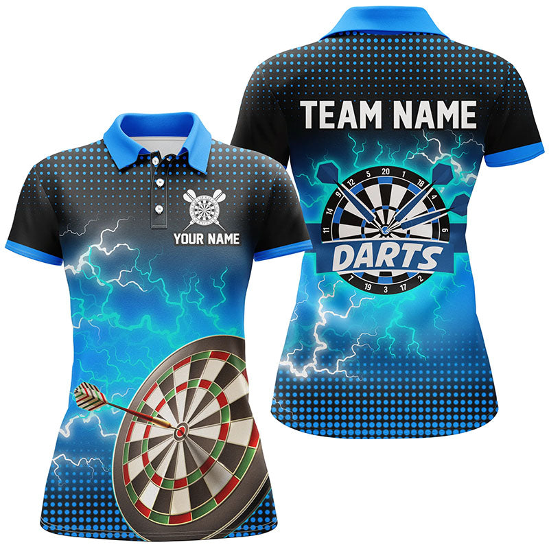 Individuelles Blaues Dartbrett Thunder Lightning Herren Poloshirt, Dart Teamtrikot TDM1916