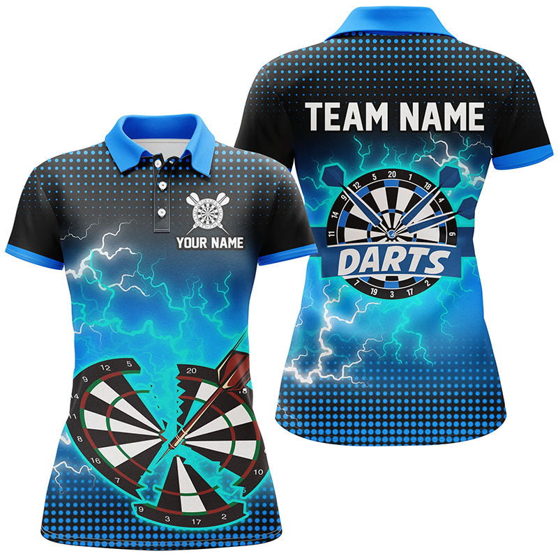 Individuelles Blaues Crack Dartbrett Thunder Lightning Herren Poloshirt, Dart Teamtrikot TDM1917