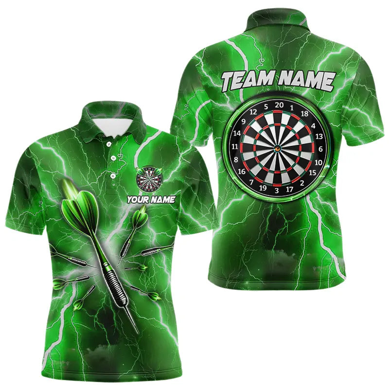 Individuelles grünes Donnerblitz-Poloshirt für Herren, Dart-Teamtrikot TDM3338