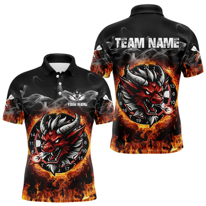 Individuelles Feuer-Dartbrett-Drachen-Dart-Poloshirt für Herren – Team-Darttrikot TDM3808