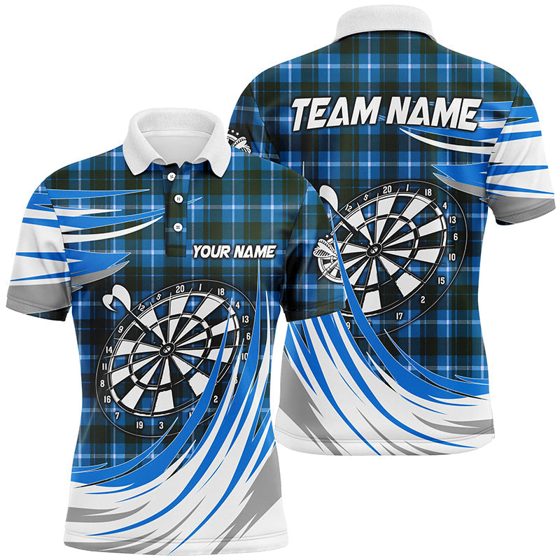 Individuelles Blaues Dartbrett Karo-Muster Dartshirt Für Herren, Dart Teamtrikot TDM1538